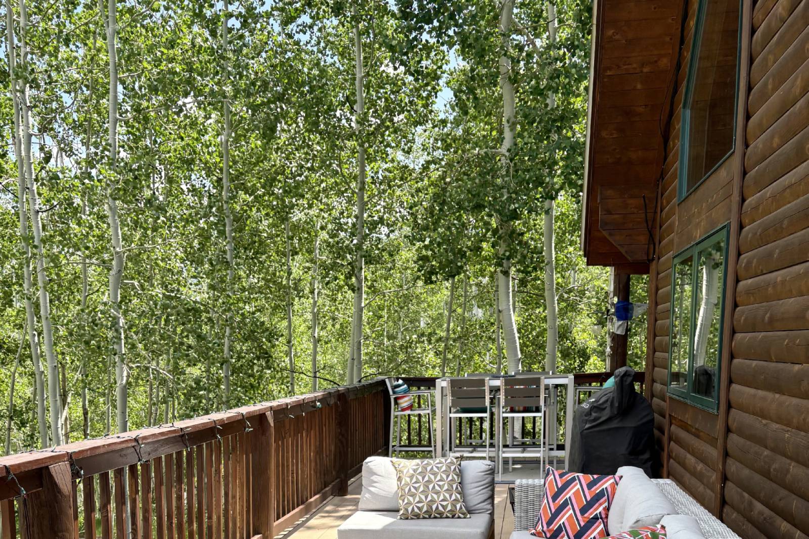 Wooden terrace with chairs